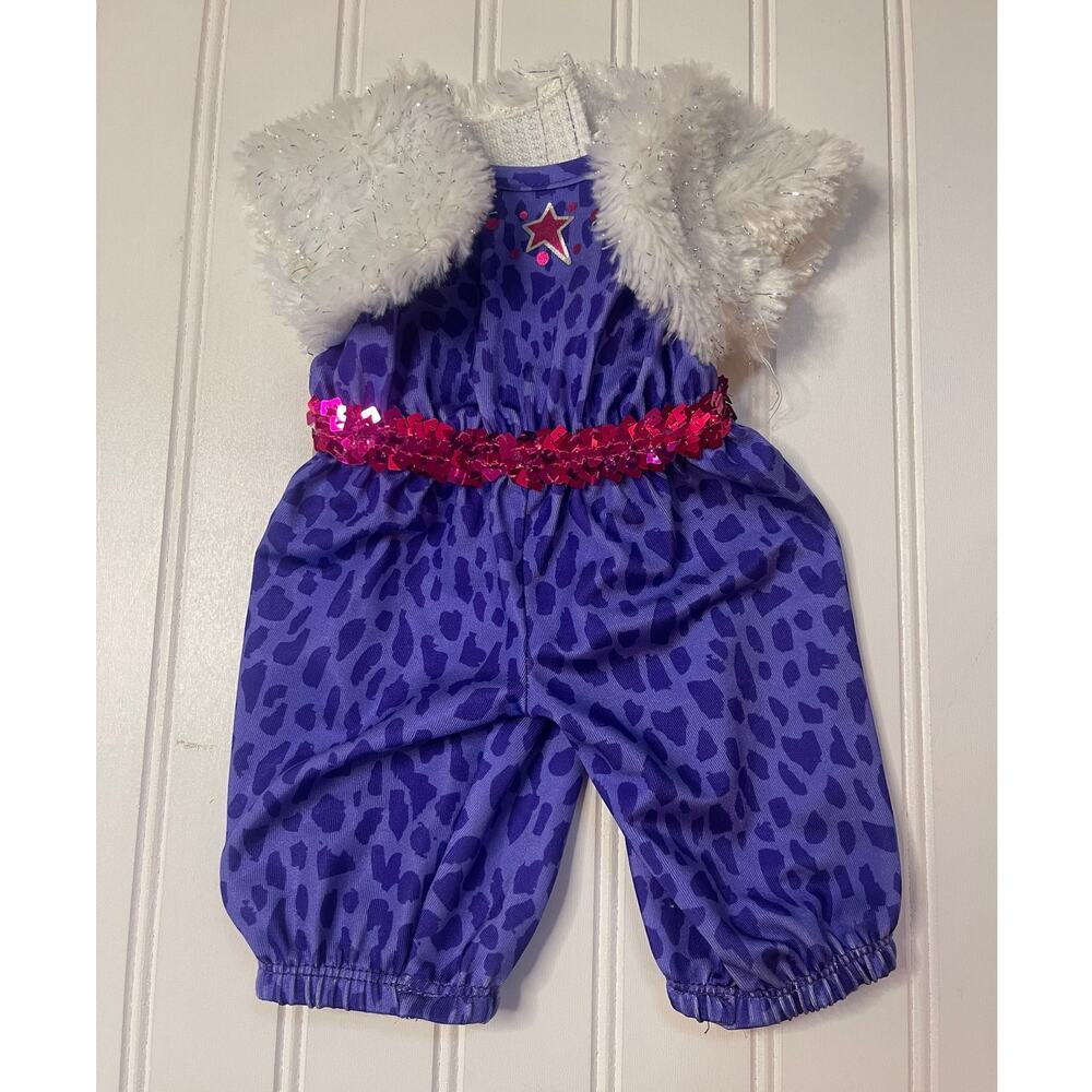 Build A Bear Workshop BAB Purple Cheetah Sequins‎ Faux Fur One Piece Outfit